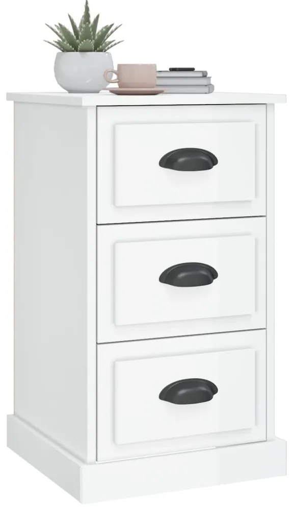 Mesa cabeceira 39x39x67 cm derivados madeira branco brilhante