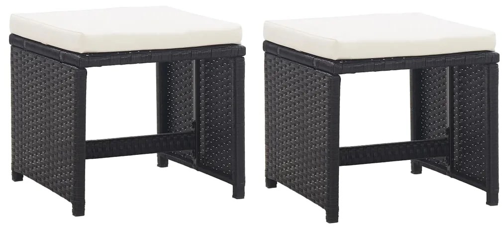 9 pcs conjunto jantar exterior com almofadões vime PE preto