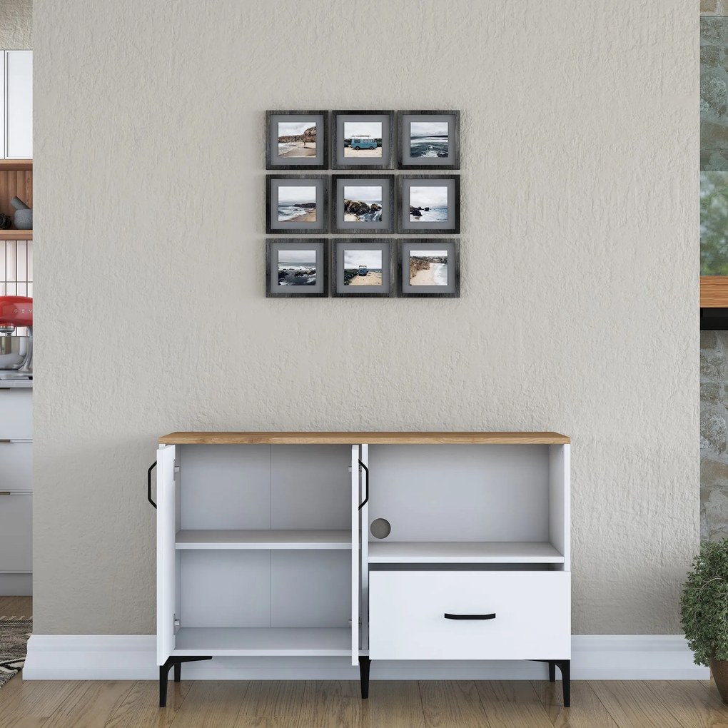 Armário Multiusos JE161 – Branco Nogueira – 120x78,6x40 cm