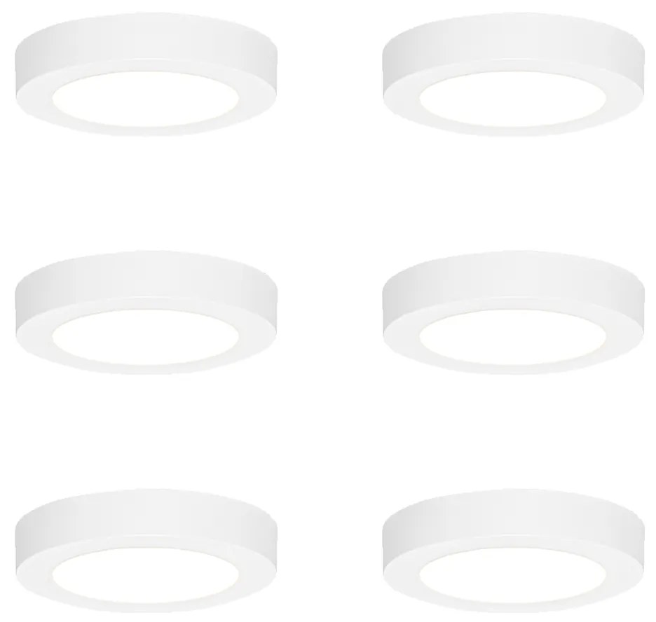 Conjunto de 6 focos embutidos ou de superfície brancos 14 cm incl. LED Dimmer de 3 níveis para quente com interruptor DIP - Trans