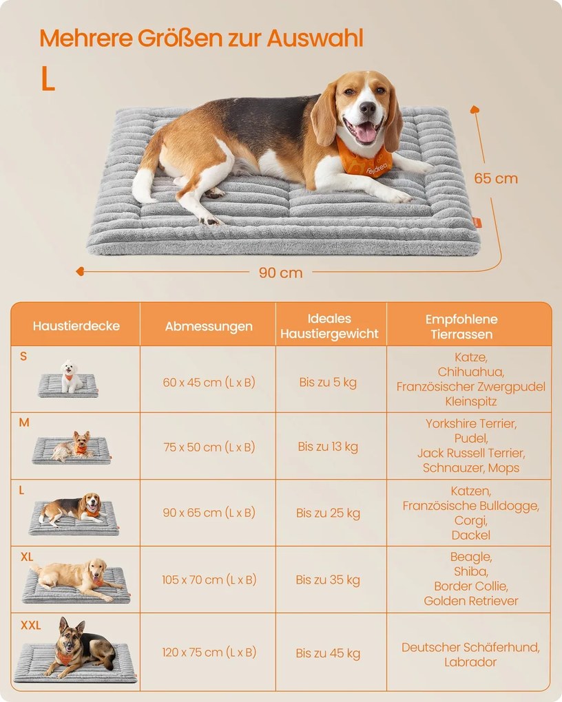 Manta para cães S 90 x 65 cm lavável na máquina cinzento