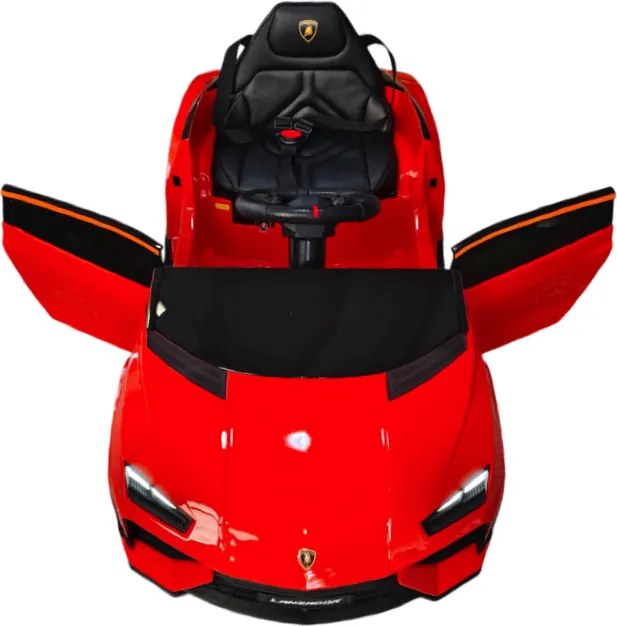 Carro elétrico para crianças Lamborghini Lanzado 12V Pneus em borracha maciça, banco em pele sintética Vermelho