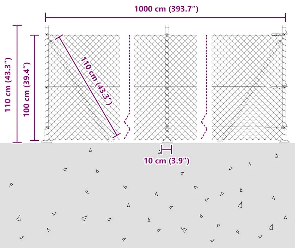 Conjunto de Postes de Cerca Prateado 10 x 1 m Aço Galvanizado