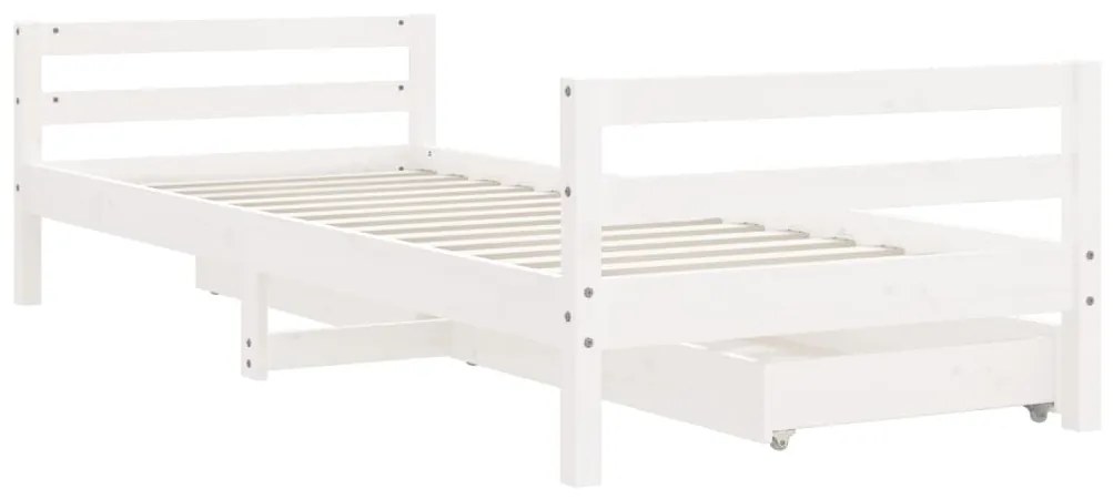 Estrutura cama infantil c/ gavetas 90x190cm pinho maciço branco
