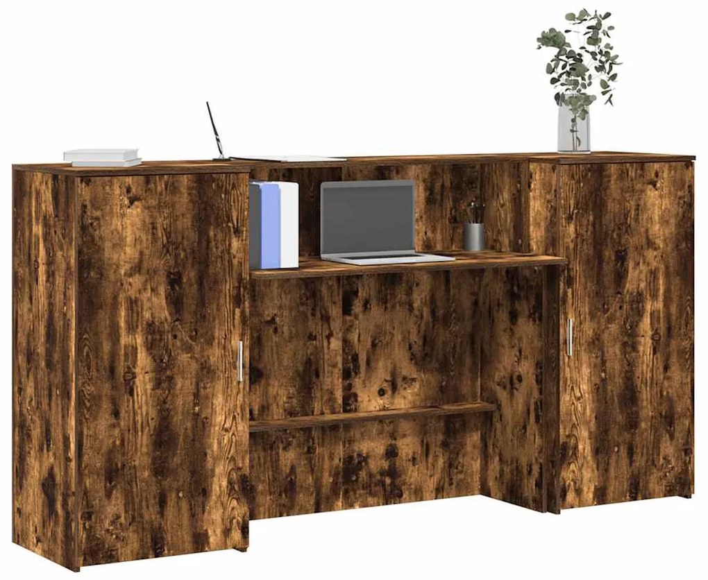 vidaXL Balcão recepção 200x50x103,5 cm madeira carvalho fumado