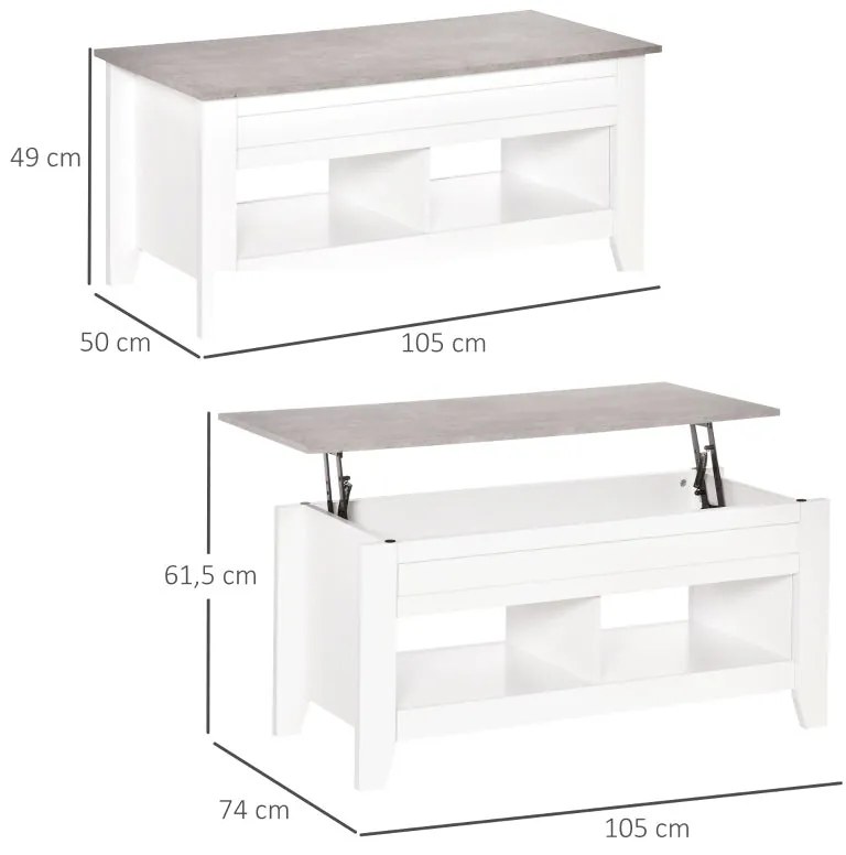 Mesa de Centro Orion com Tampo Elevatório - Design Minimalista