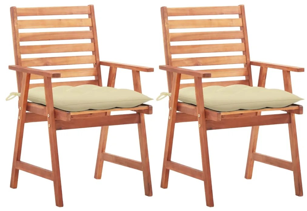 vidaXL Cadeiras de jantar p/ jardim 2 pcs c/ almofadões acácia maciça