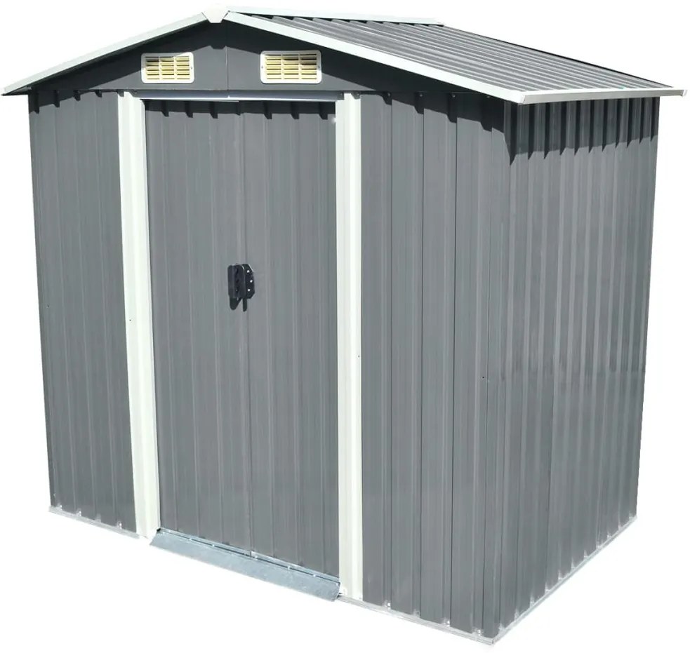 42983 vidaXL Abrigo de jardim metal cinzento 204x132x186 cm