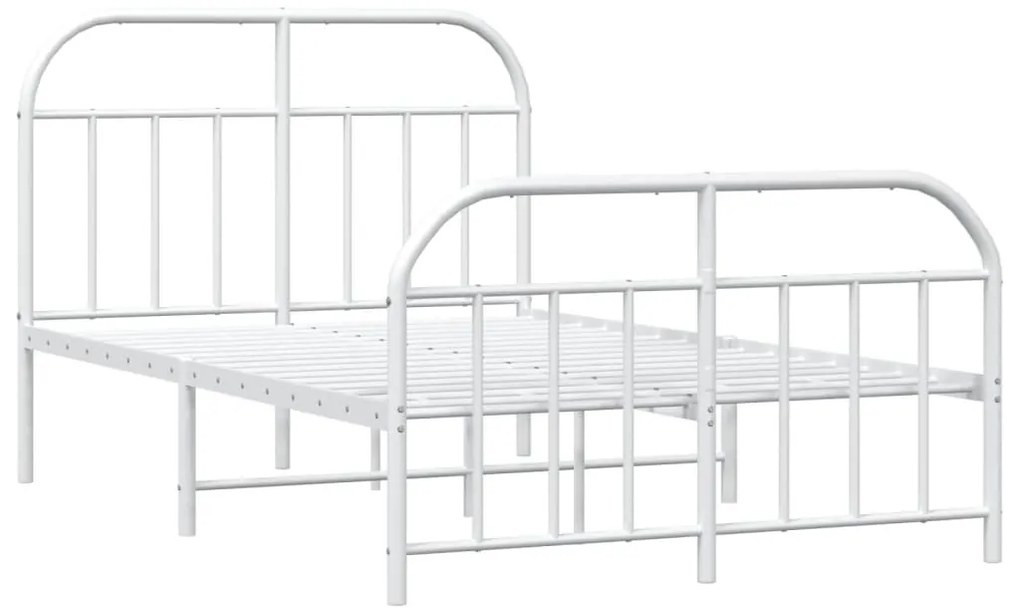 Estrutura de cama com cabeceira e pés 120x200 cm metal branco