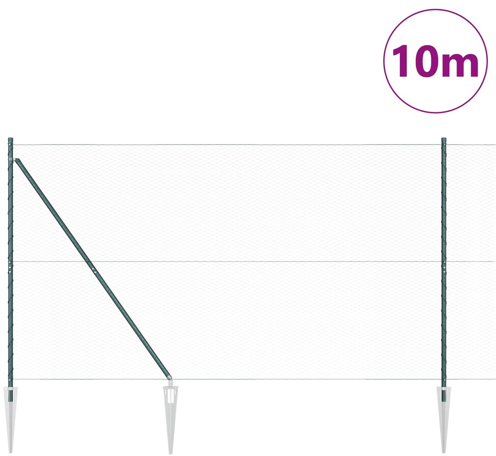 Cerca Hexagonal vidaXL Verde 1,6x10 m Aço