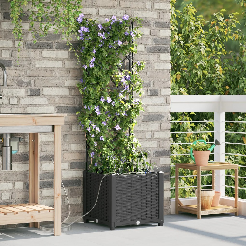 Plantadores de Jardim vidaXL com Sistema de Irrigação em Água Preto