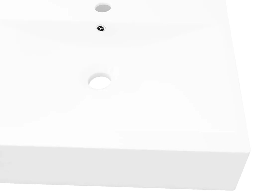 Lavatório cerâmico retangular luxososo branco, furo torneira 60x46cm