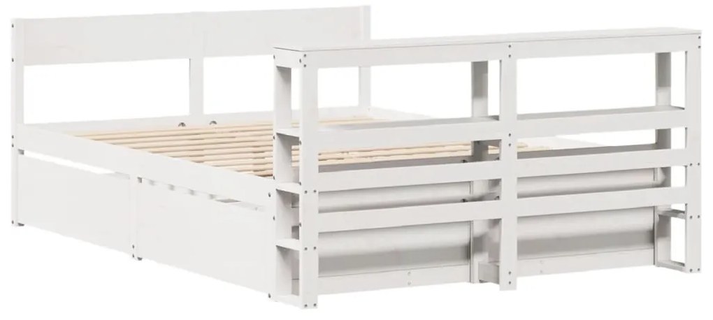 Cama sem colchão 140x200 cm madeira de pinho maciça branco
