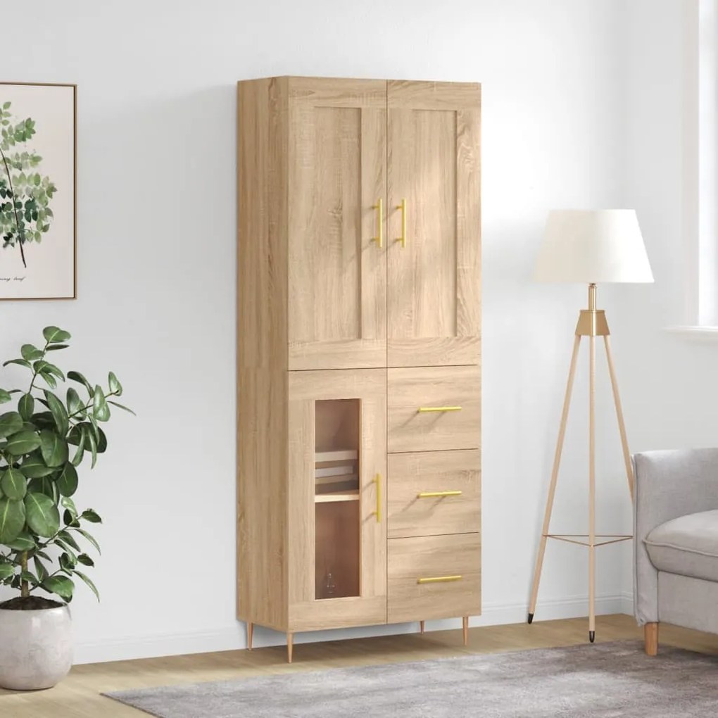 vidaXL Armário alto 69,5x34x180 cm derivados de madeira cor sonoma