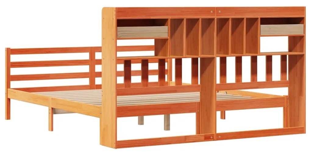 Cama com estante sem colchão 200x200 cm pinho maciço