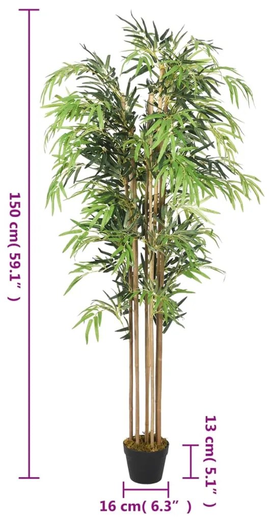 Árvore de bambu artificial 1095 folhas 150 cm verde