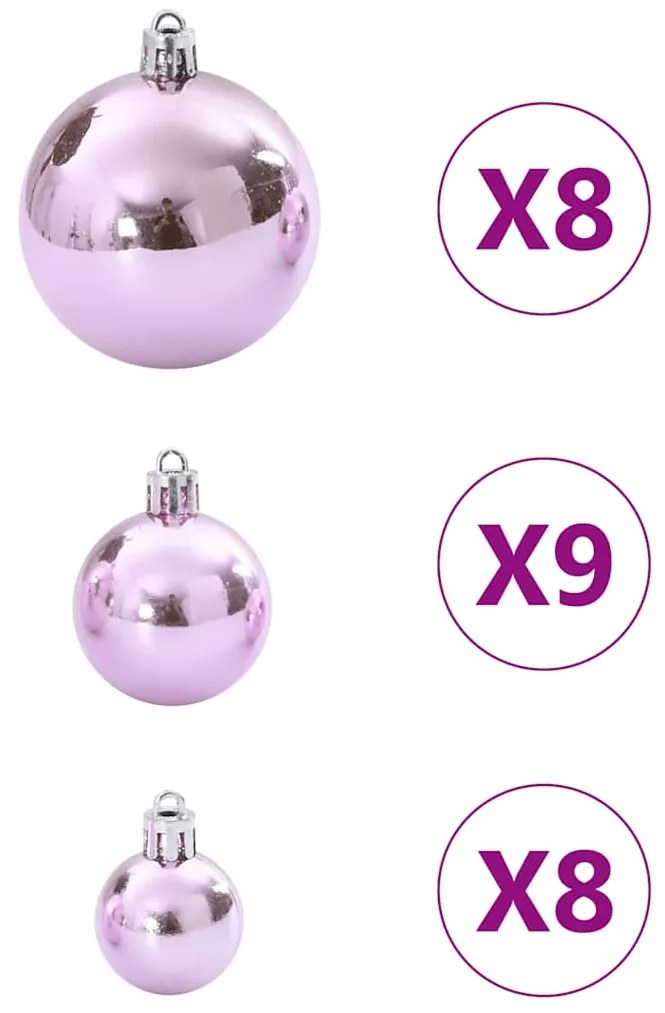 Enfeites de Natal 100 pcs Ø3/4/6 cm rosa