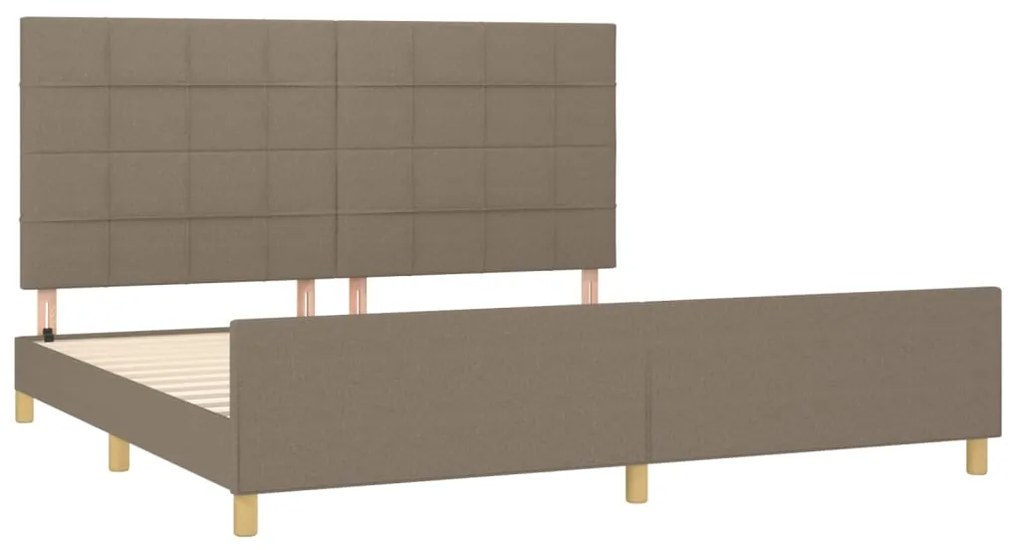 Cama sem colchão 200x200 cm tecido cinzento-acastanhado
