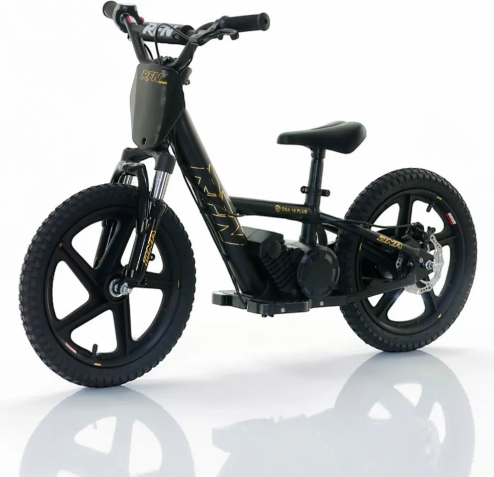 Bicicleta elétrica infantil 250W 16” 250W 16" Plus RFN preta e dourada