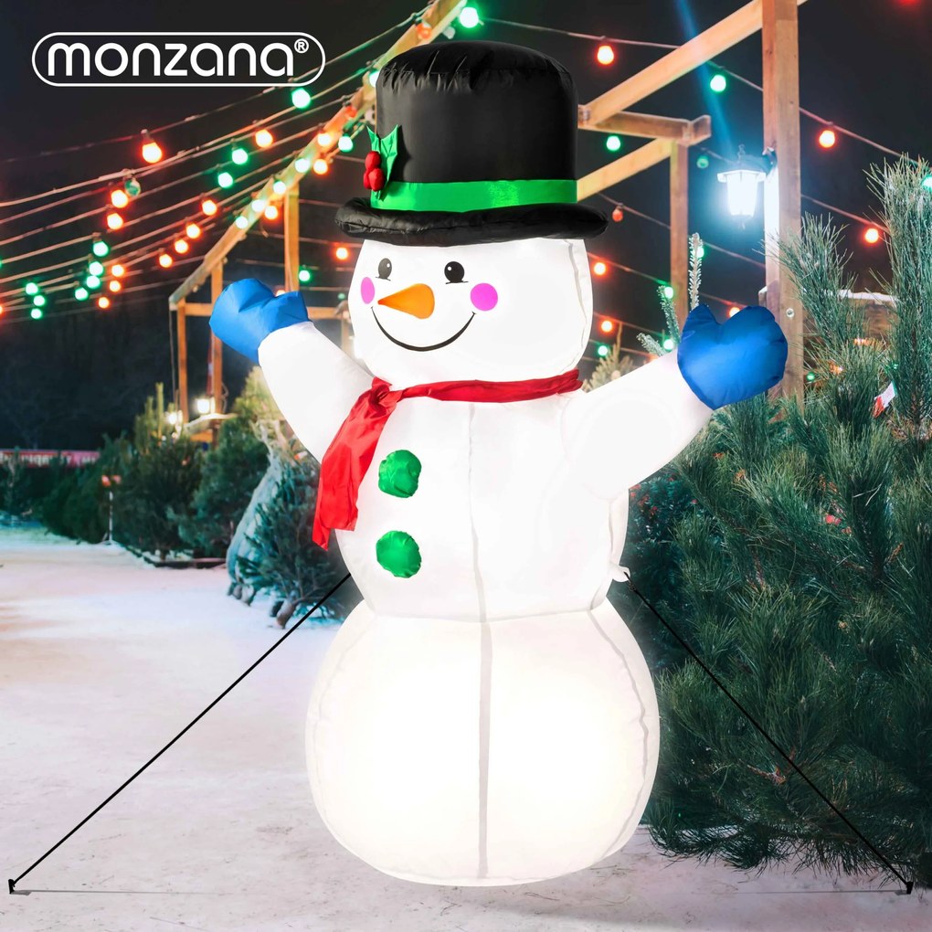 Boneco de neve insuflável XL iluminado 120 x 100 x 50 cm Branco