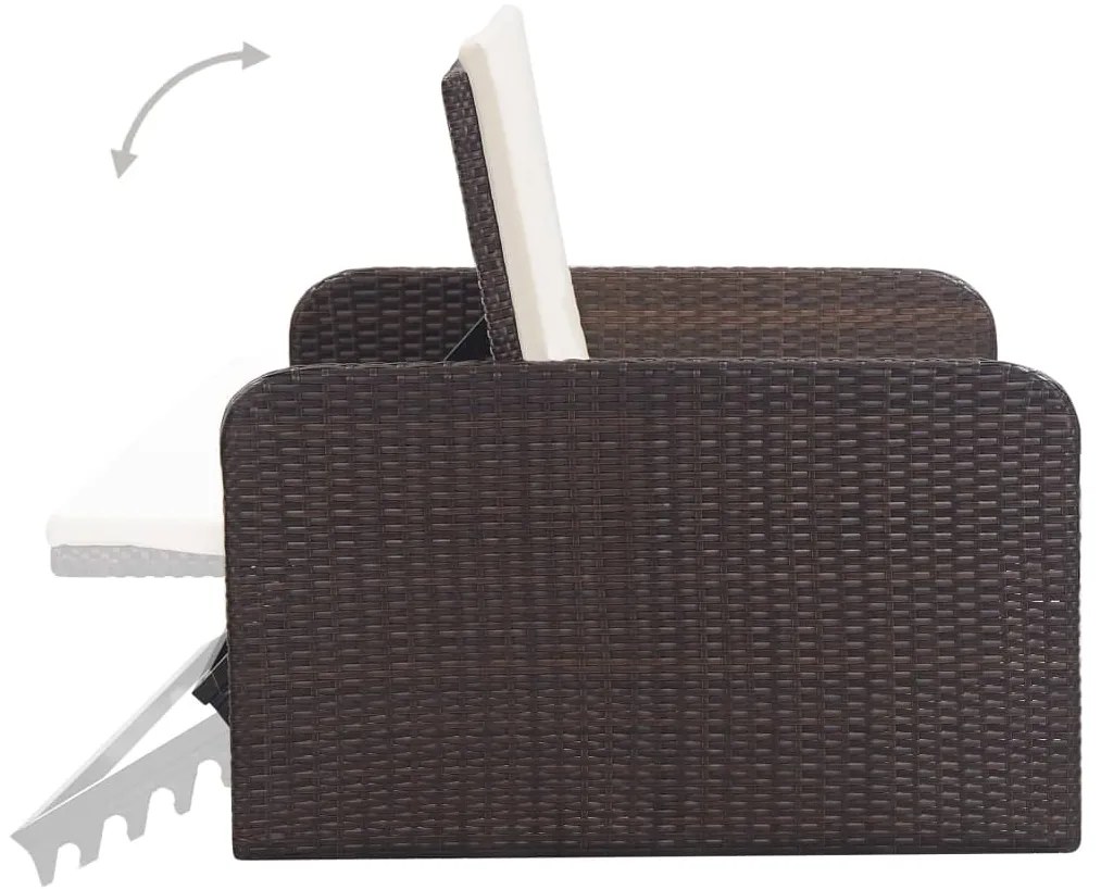 2 pcs conjunto lounge jardim c/ almofadões vime PE castanho