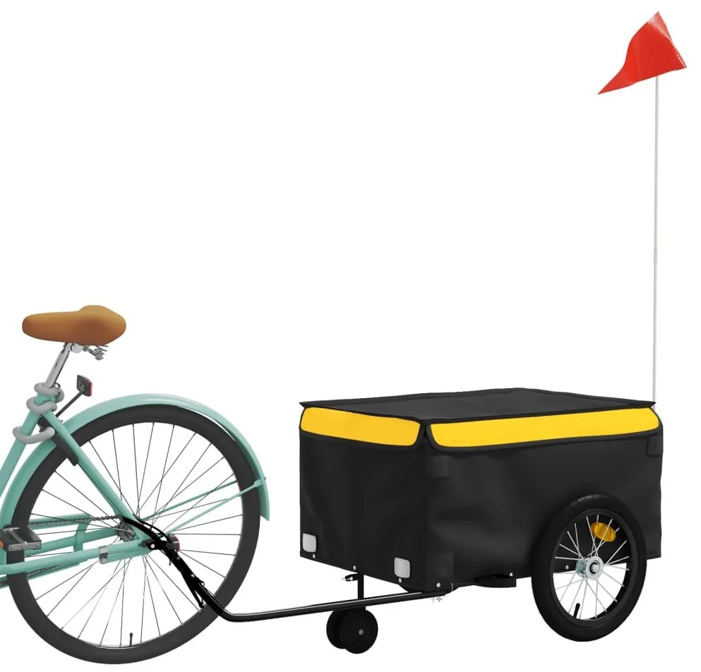 Reboque para bicicleta 45 kg ferro preto e amarelo