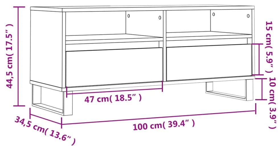 Móvel de TV 100x34,5x44,5 cm derivados de madeira branco