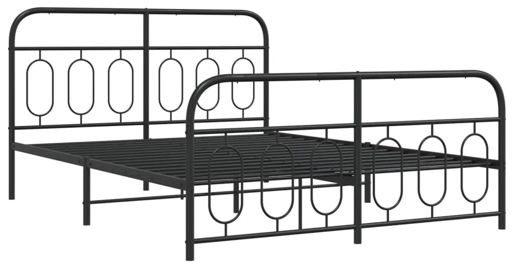 Estrutura de cama com cabeceira e pés 140x200 cm metal preto
