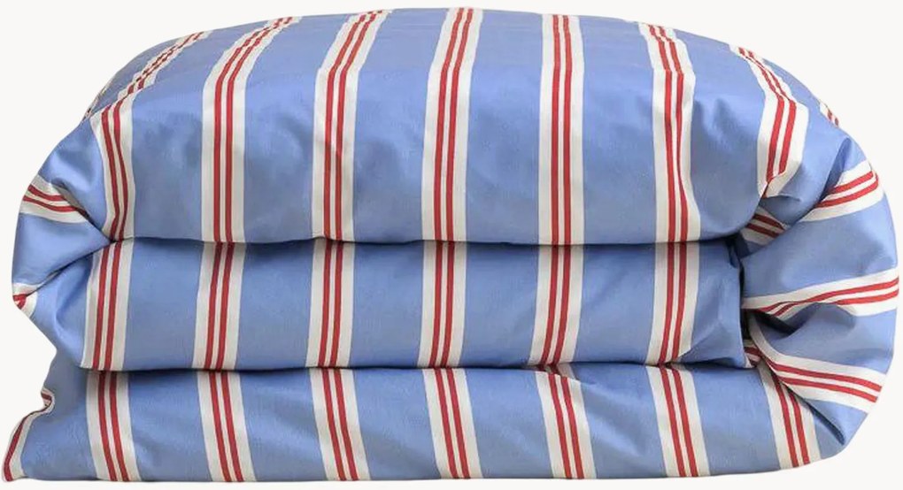 Capa de edredão em cetim de algodão Sky Blue Stripes
