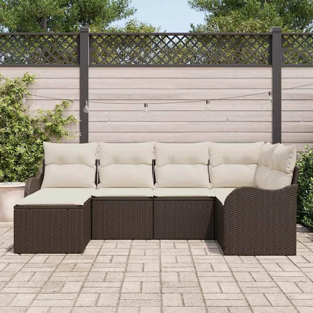 Conjunto de Sofá de Jardim 6 Peças com Almofadas de Ratan Polipropilen