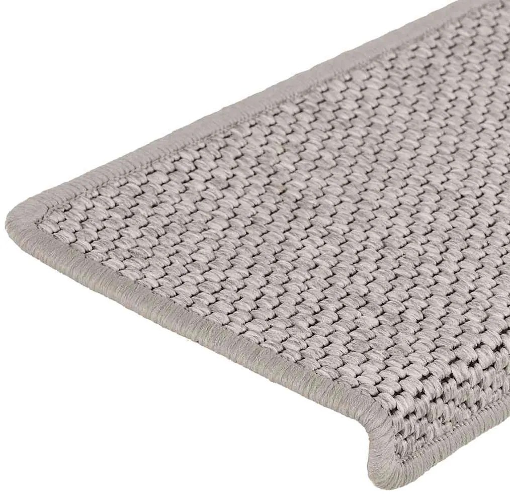 Tapetes escada adesivos aspeto sisal 15pcs 65x21x4 cm prateado