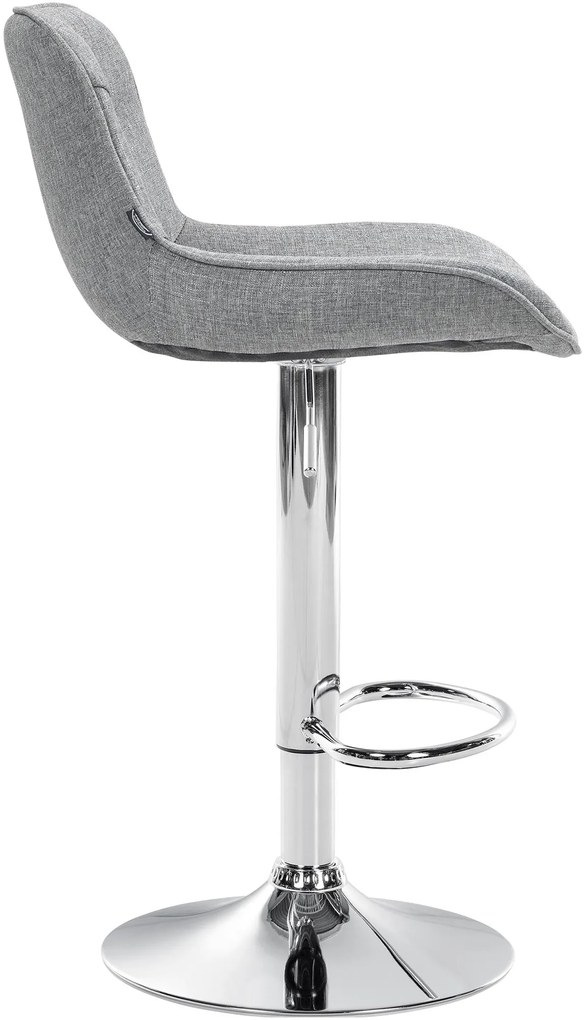 Banco alto em tecido com estrutura prateada 85-106 x 49 x 51 cm cinzento
