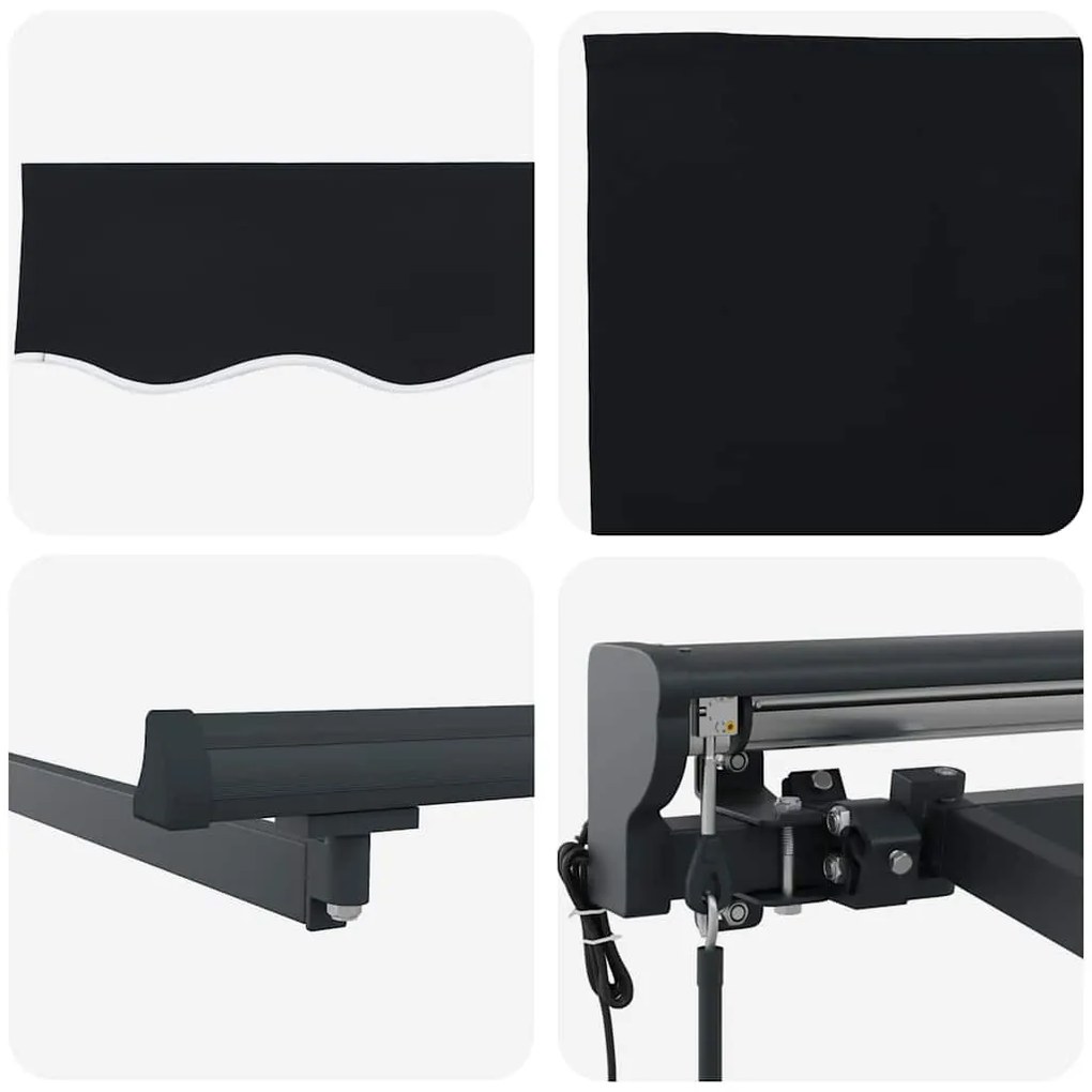 Toldo Retrátil Manual Preto 450x300 cm Poliéster