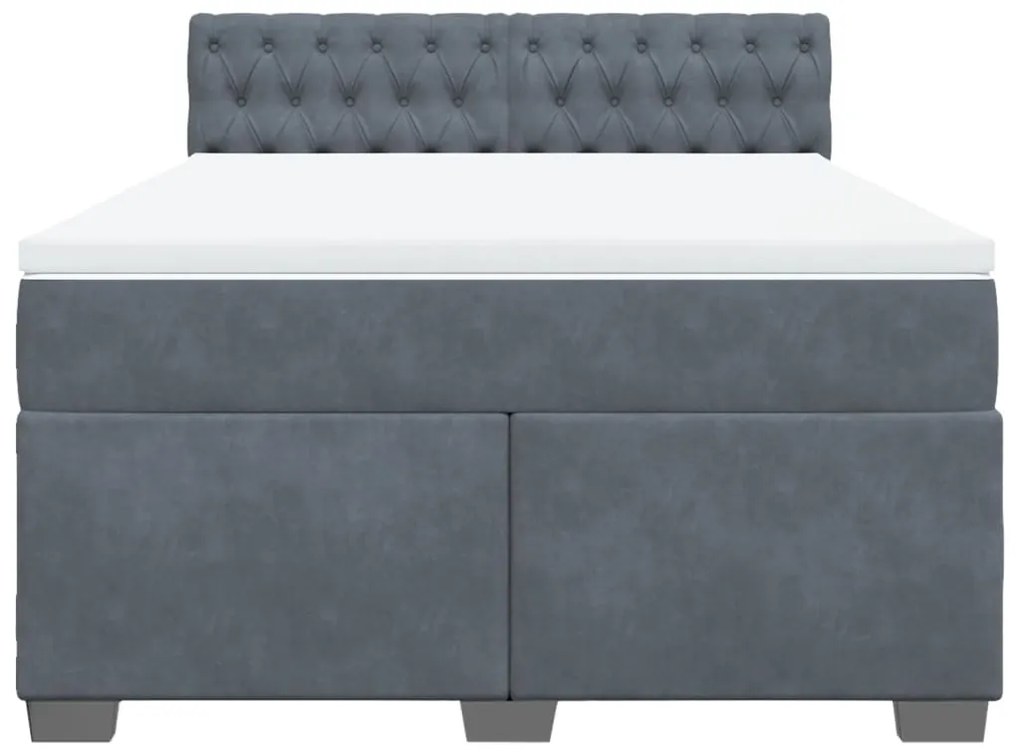 Cama com molas/colchão 140x200 cm veludo cinzento-escuro