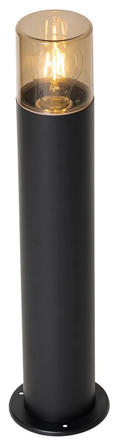 Candeeiro de pé exterior preto com cúpula fumada 50 cm - Odense Moderno