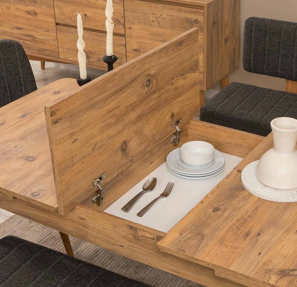 Conjunto de Mesa de Jantar Extensível e Cadeiras Vina – Pinho Atlântic