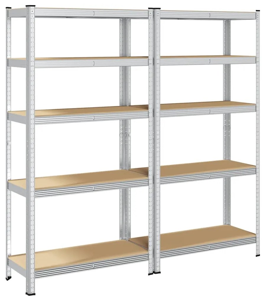 Prateleiras de armazenamento de 5 camadas 2 pcs aço prateado