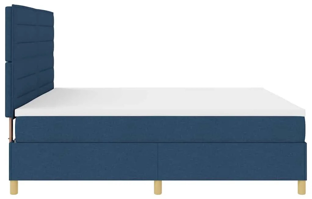 Cama Box Spring com Colchão &amp; LED Azul 200x200 cm Tecido