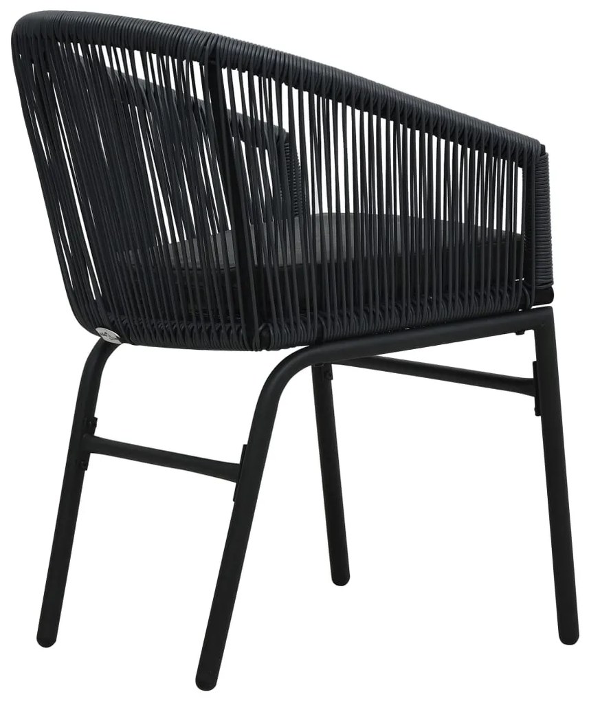3 pcs conjunto bistrô com almofadões vime PE preto