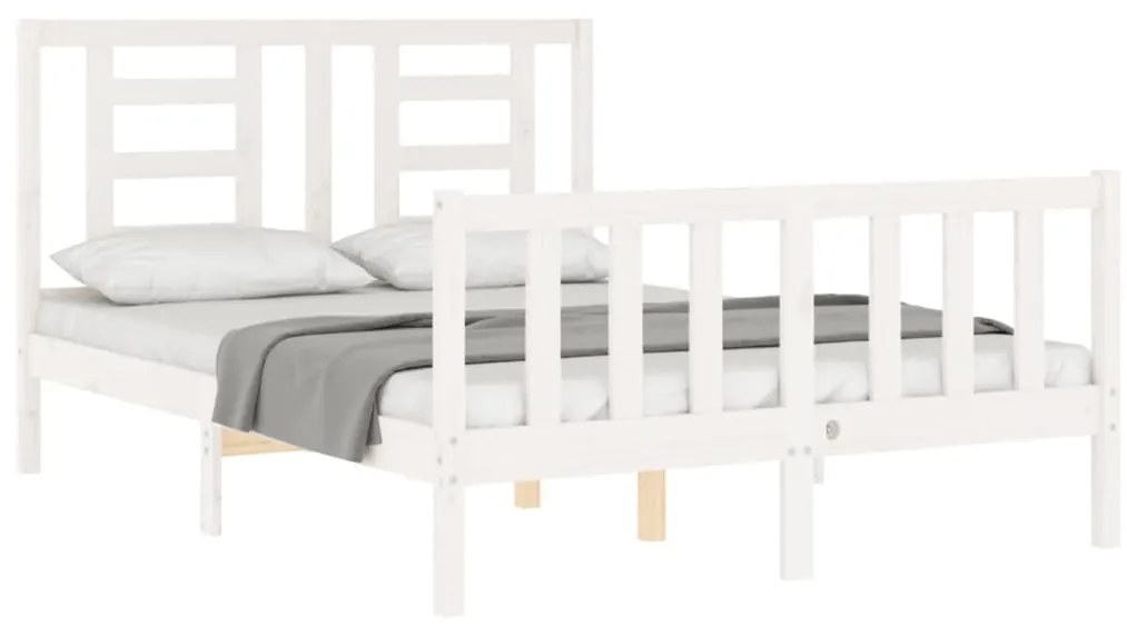 Cama sem colchão 120x200 cm madeira de pinho maciça branco
