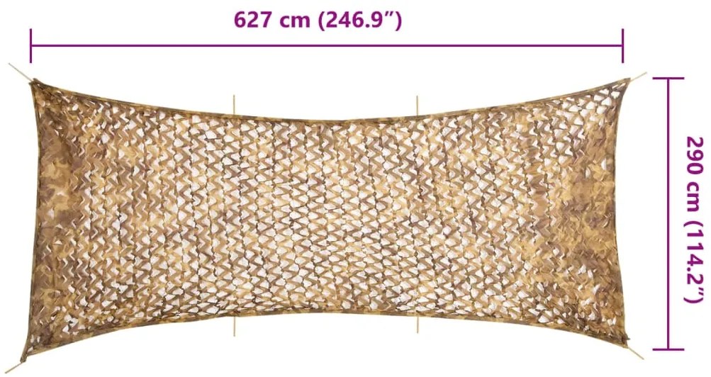 Rede de camuflagem com saco de arrumação 627x290 cm areia