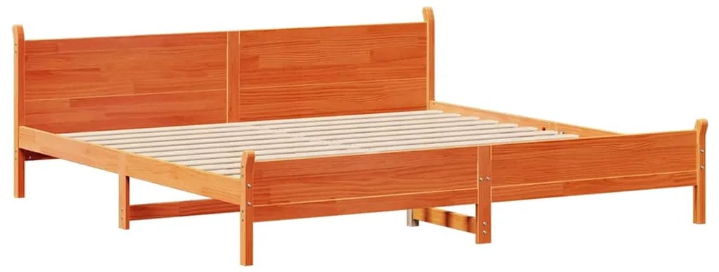 Cama sem colchão 200x200 cm pinho maciço castanho-mel