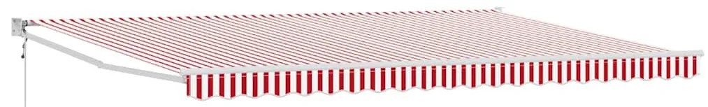 Toldo Retrátil Automático Listrado Vermelho e Branco 500x300 cm