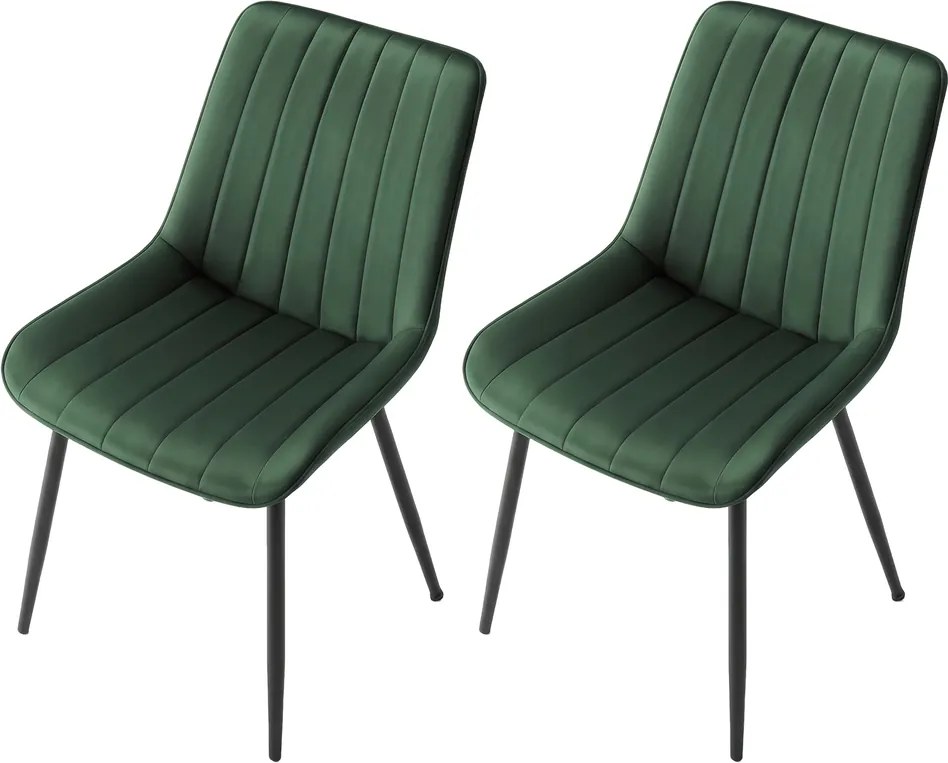 Conjunto 2 cadeiras de sala de jantar, cadeira de cozinha, pernas de aço verde-preto