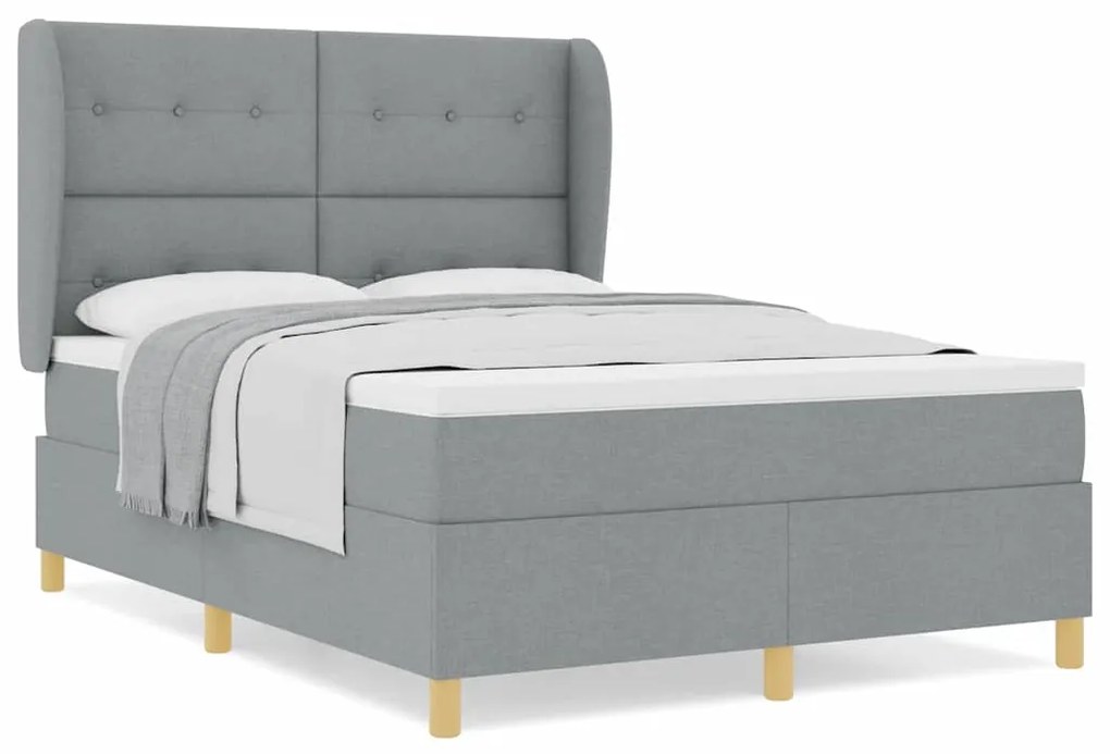 Cama Box Spring vidaXL com Colchão Cinza Claro 140x200 cm Tecido