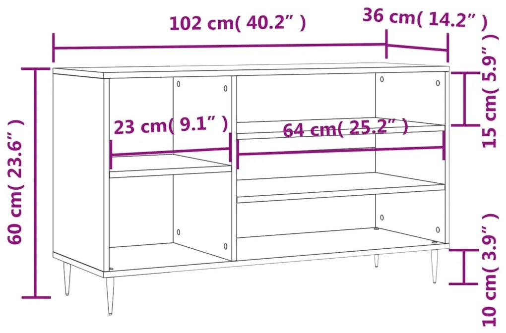 Sapateira 102x36x60 cm derivados de madeira branco