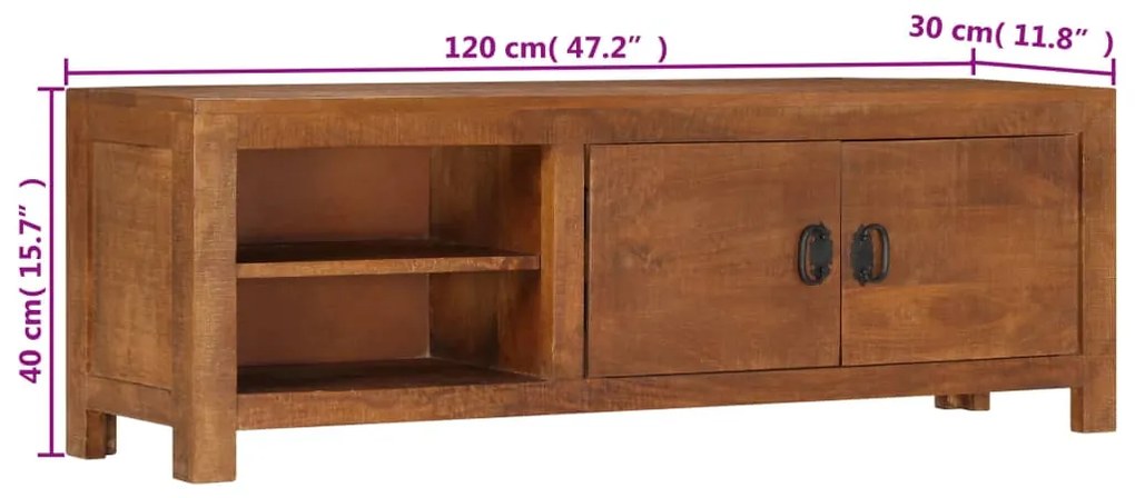 Móvel de TV 120x30x40 cm madeira de mangueira maciça
