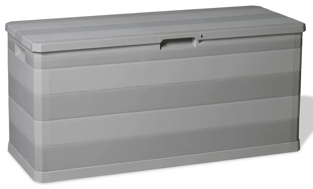 Caixa de arrumação para jardim 117x45x56 cm cinzento