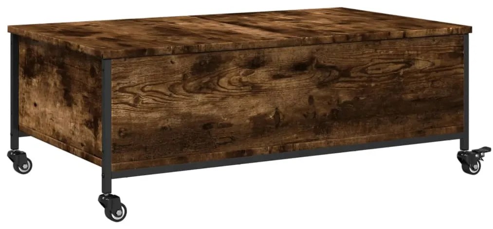 Mesa de centro com rodas derivados de madeira carvalho fumado