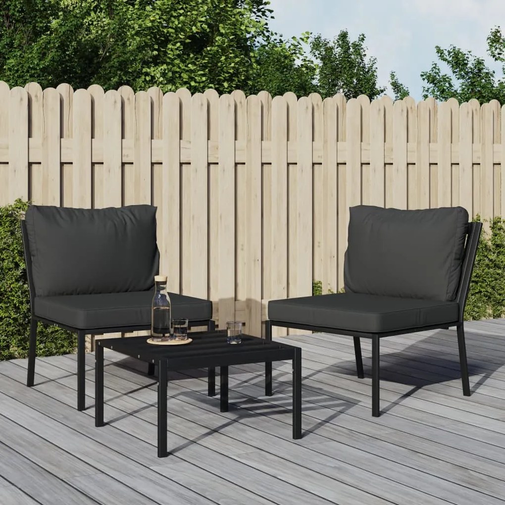 vidaXL Cadeiras de jardim c/ almofadões cinzentos 2 pcs 60x74x79cm aço
